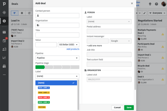 Pipedrive contacts