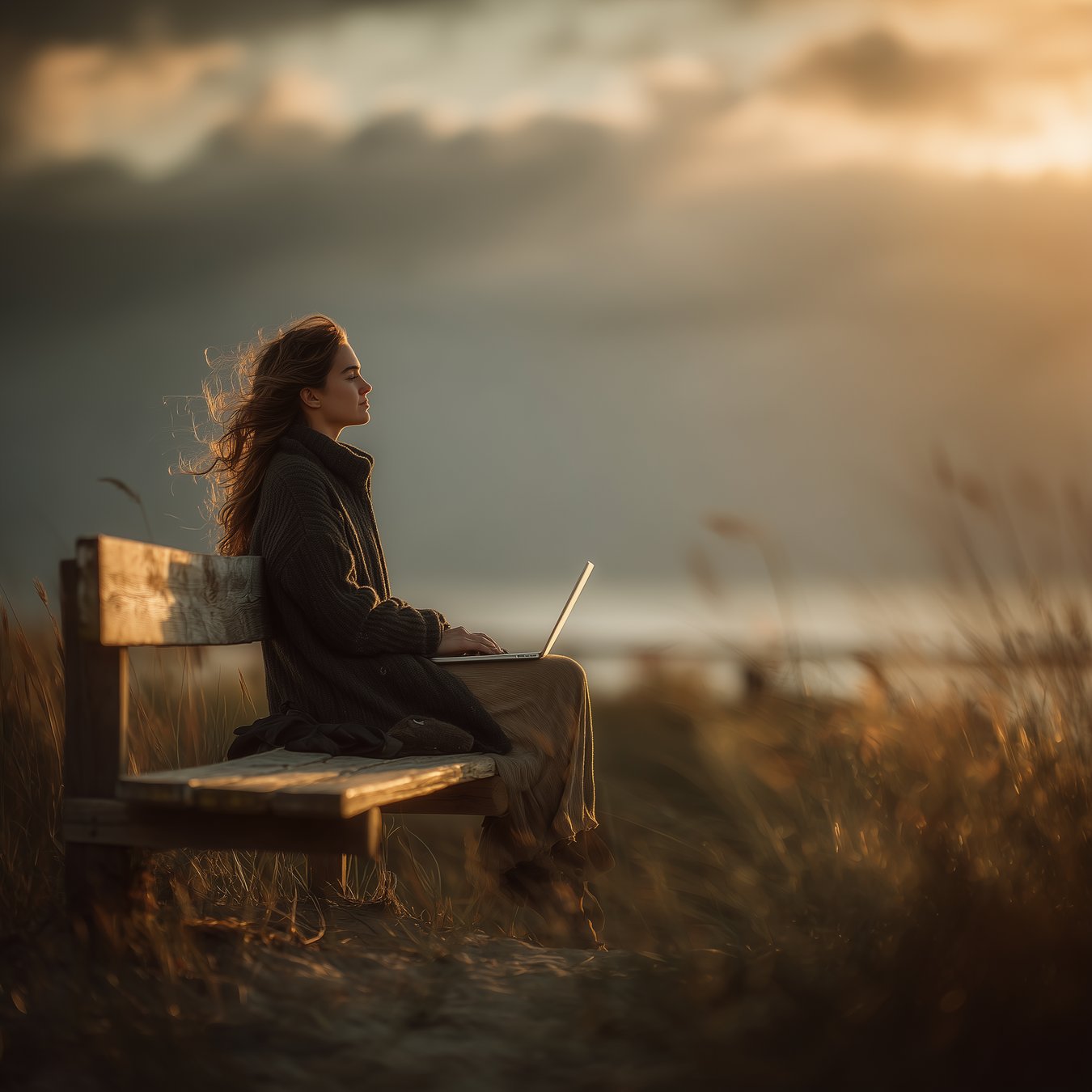 Calm ocean at sunset